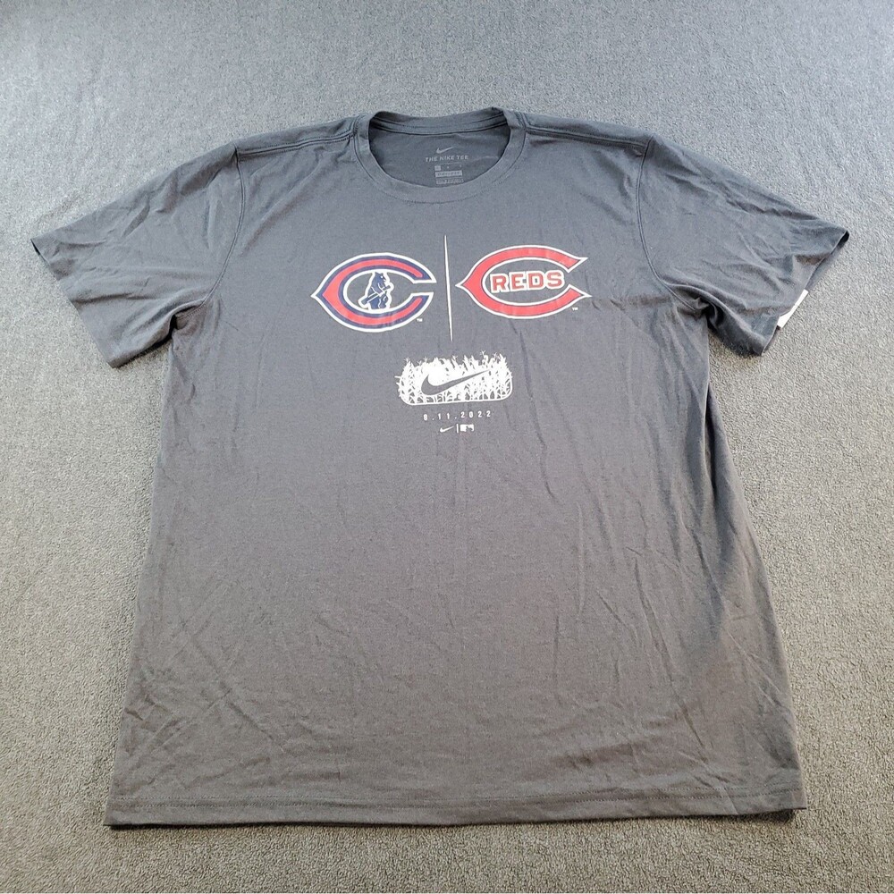 Nike Chicago Cubs Cincinnati Reds T-Shirt Men's Size Large Gray